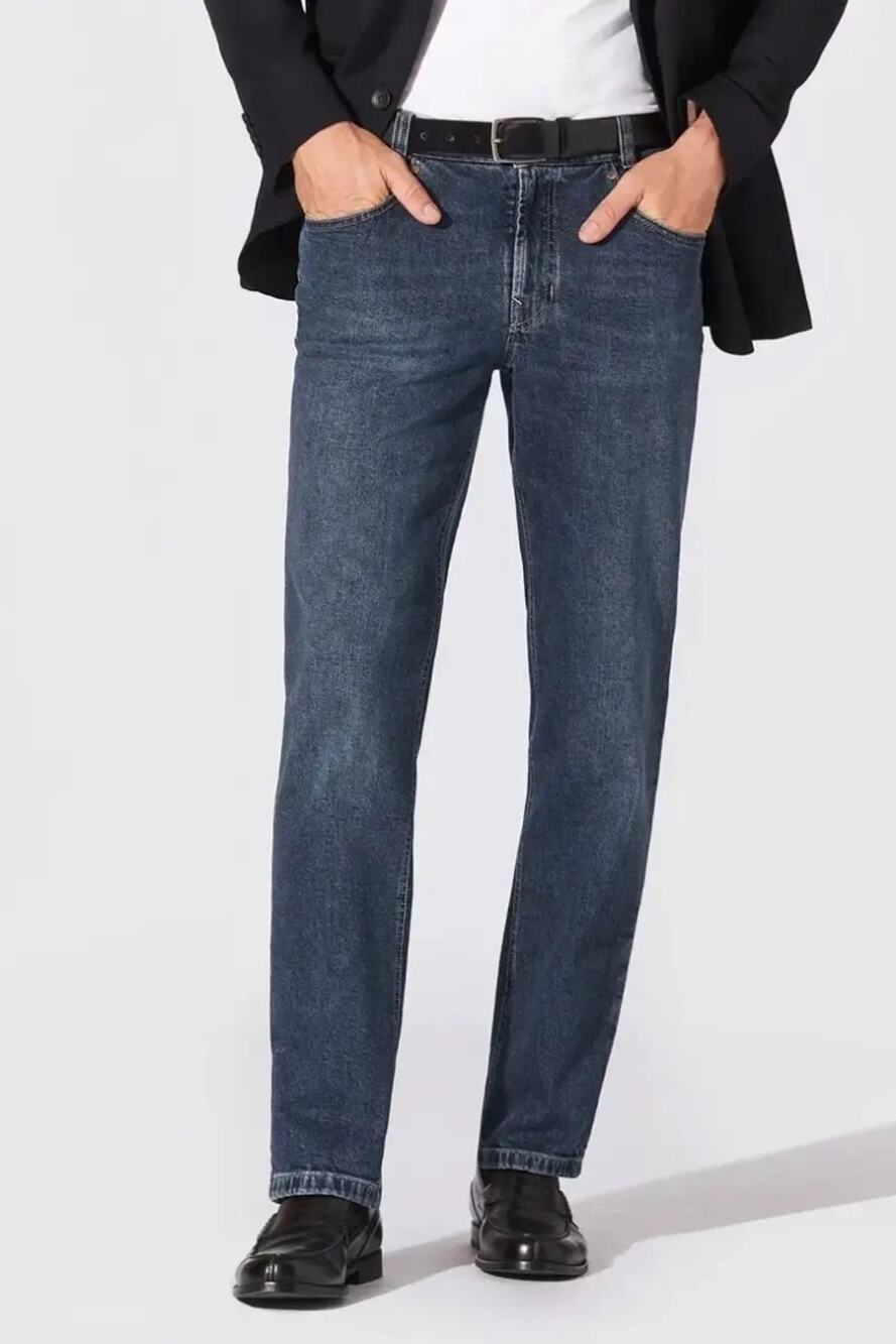 Hiltl Dude Mens Slim Straight Blue Stretch Denim Premium Luxury Jeans Size 38x32